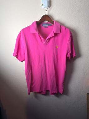 Polo Ralph Lauren Men's Pink Short Sleeve Custom Fit Mesh Polo Shirt XL